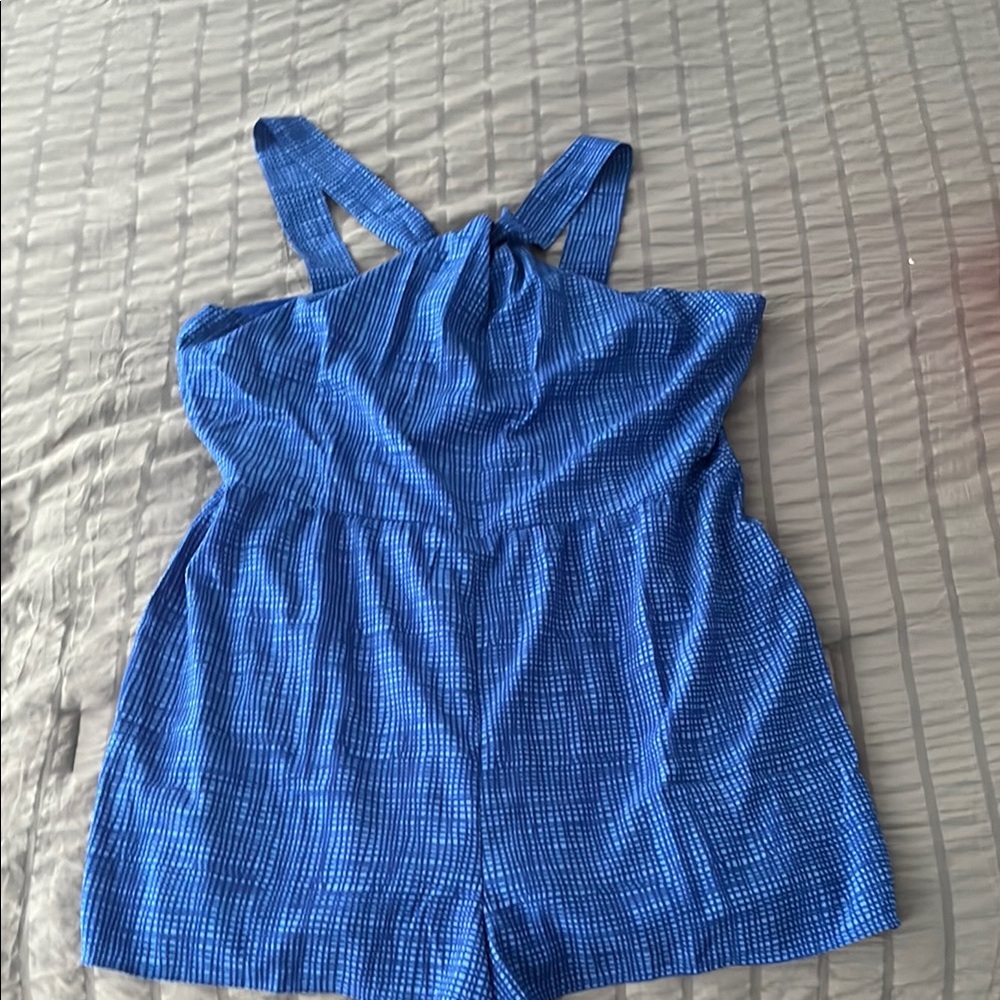 Vineyard Vines Tide Blue Basket Weave Halter Romper